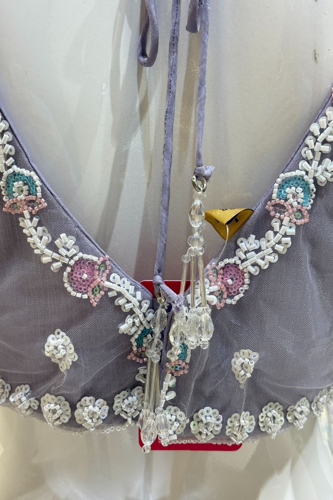 Lilac Beads and Sequins work Palazzo Suit Set