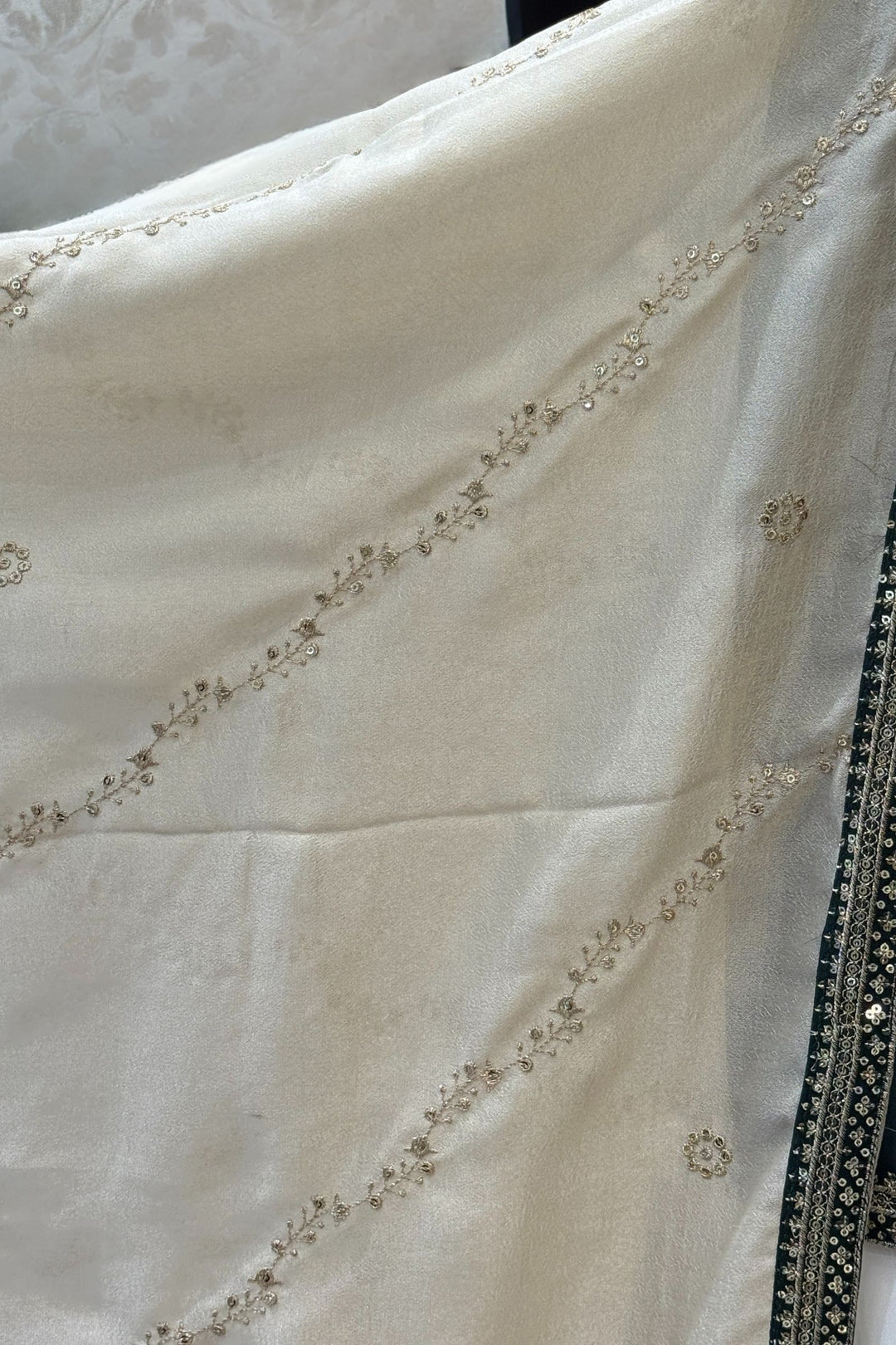 Bottle Green Sequins and Zari work A-line Cut Salwar Suit