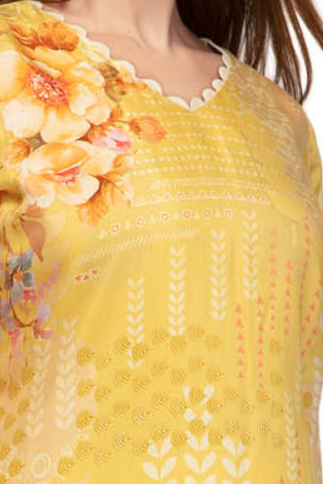 Yellow Digital Print Calf Length Kurti