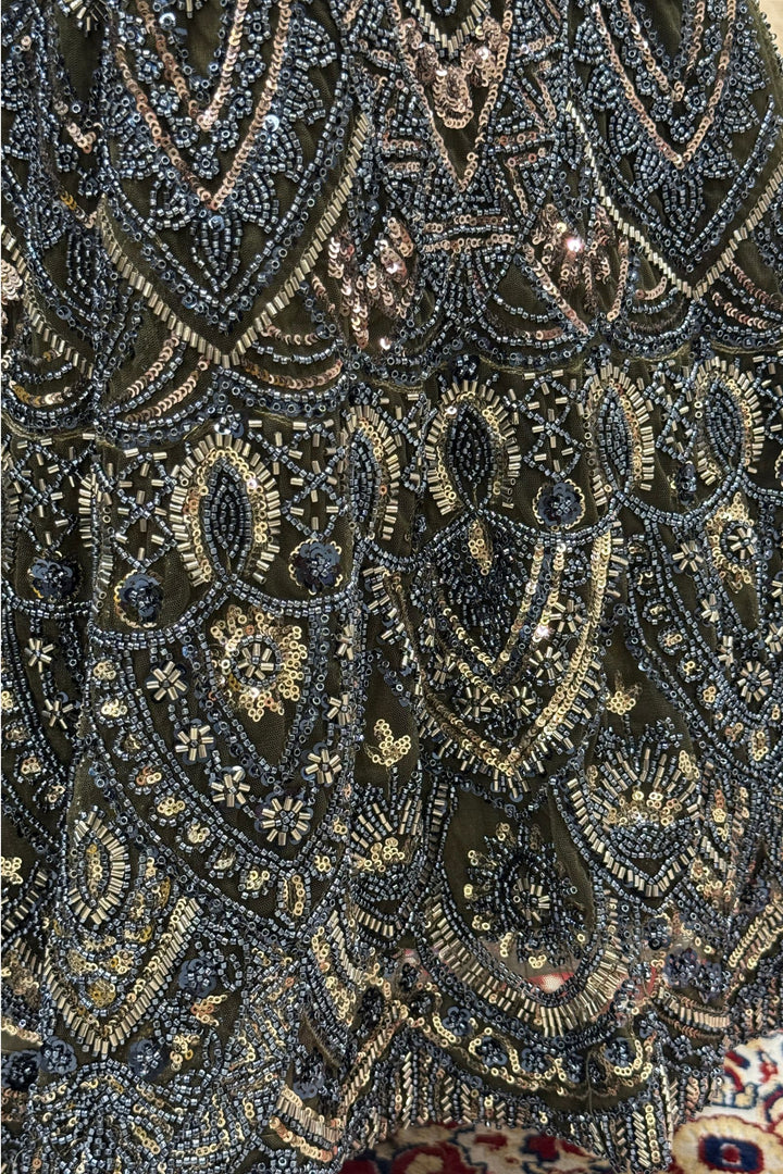 Green Sequins and Beads work Fishcut Lehenga Set