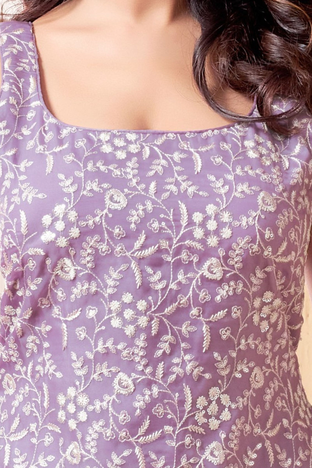 Lavender Sequins and Thread work Palazzo Salwar Suit