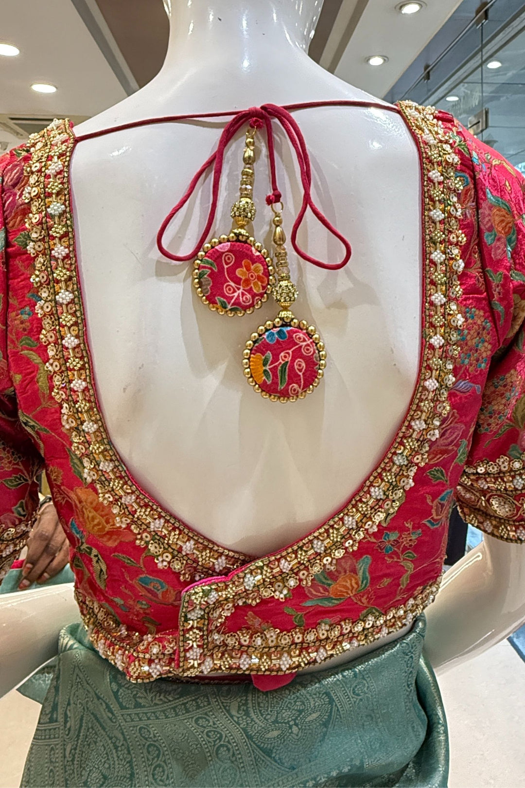 Sea Green Banaras work Saree