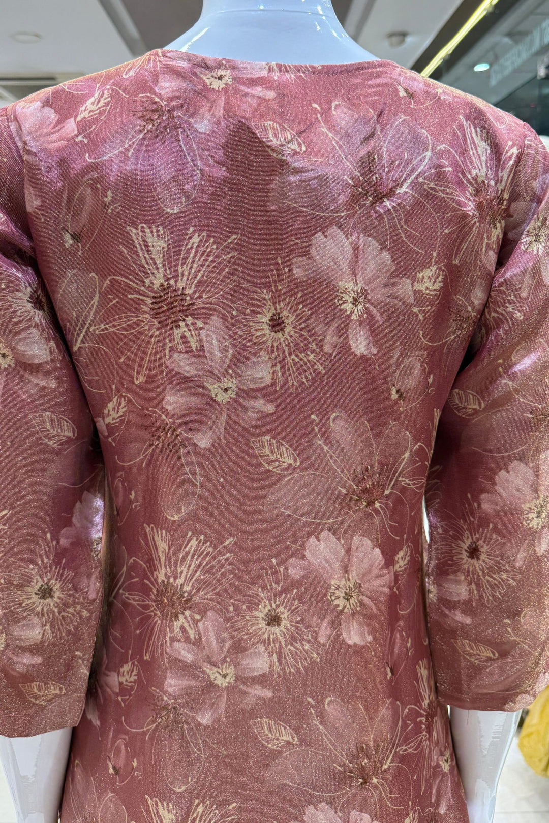 Gajri Pink Mirror, Zardozi and Banaras work with Floral Print Straight Cut Salwar Suit