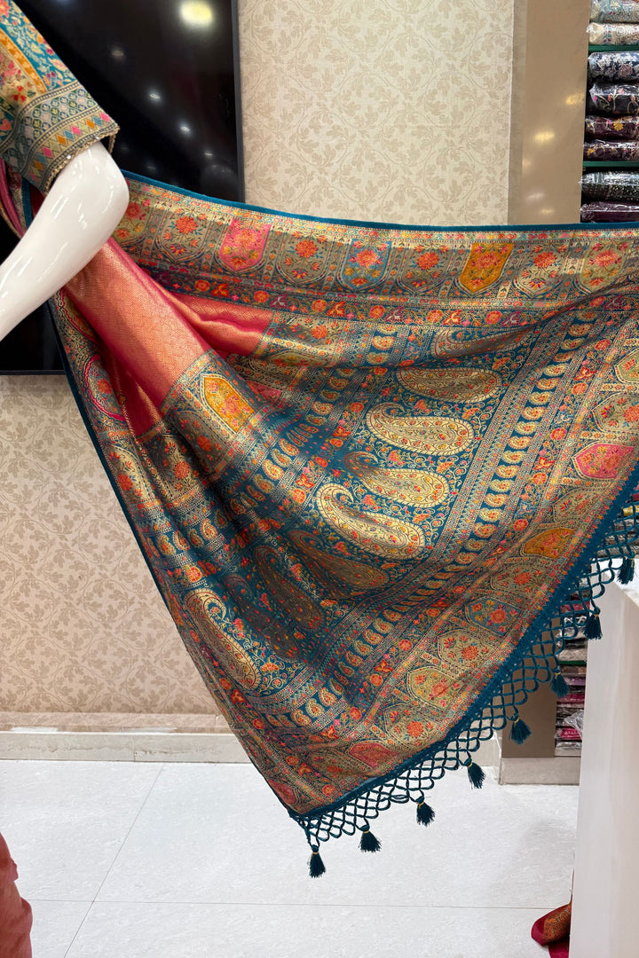 Rani Pink Banaras work Saree