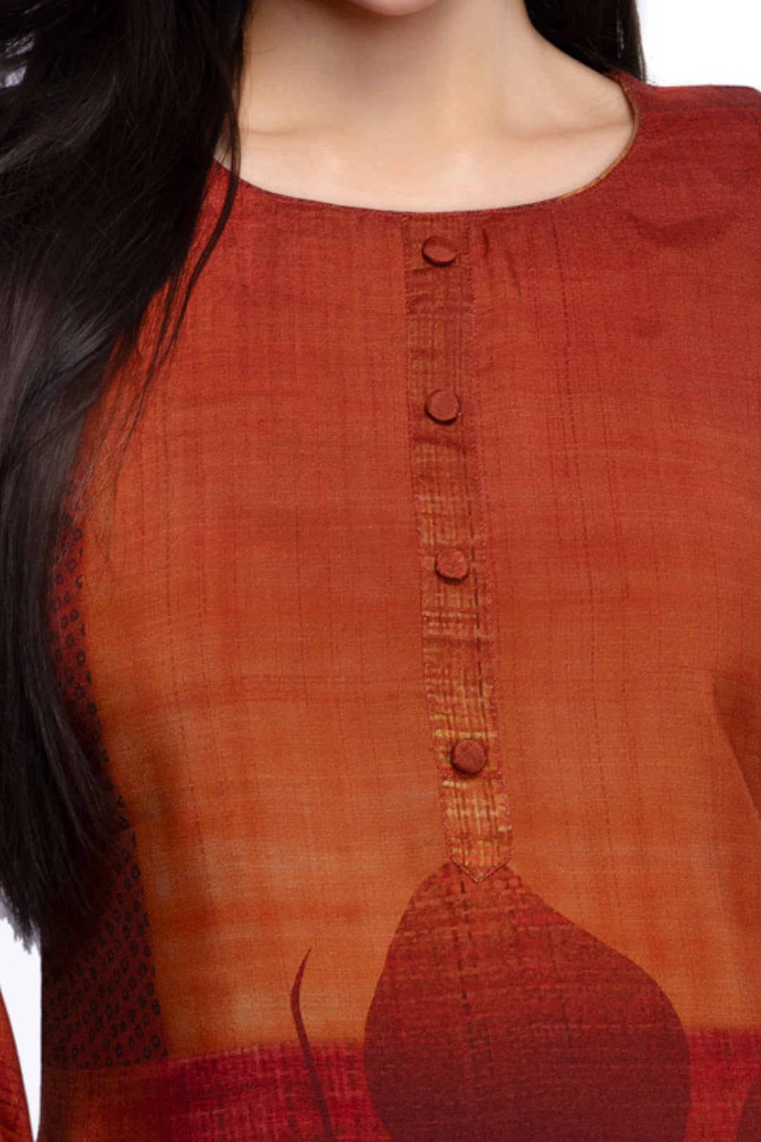 Rust Digital Print Short Kurti