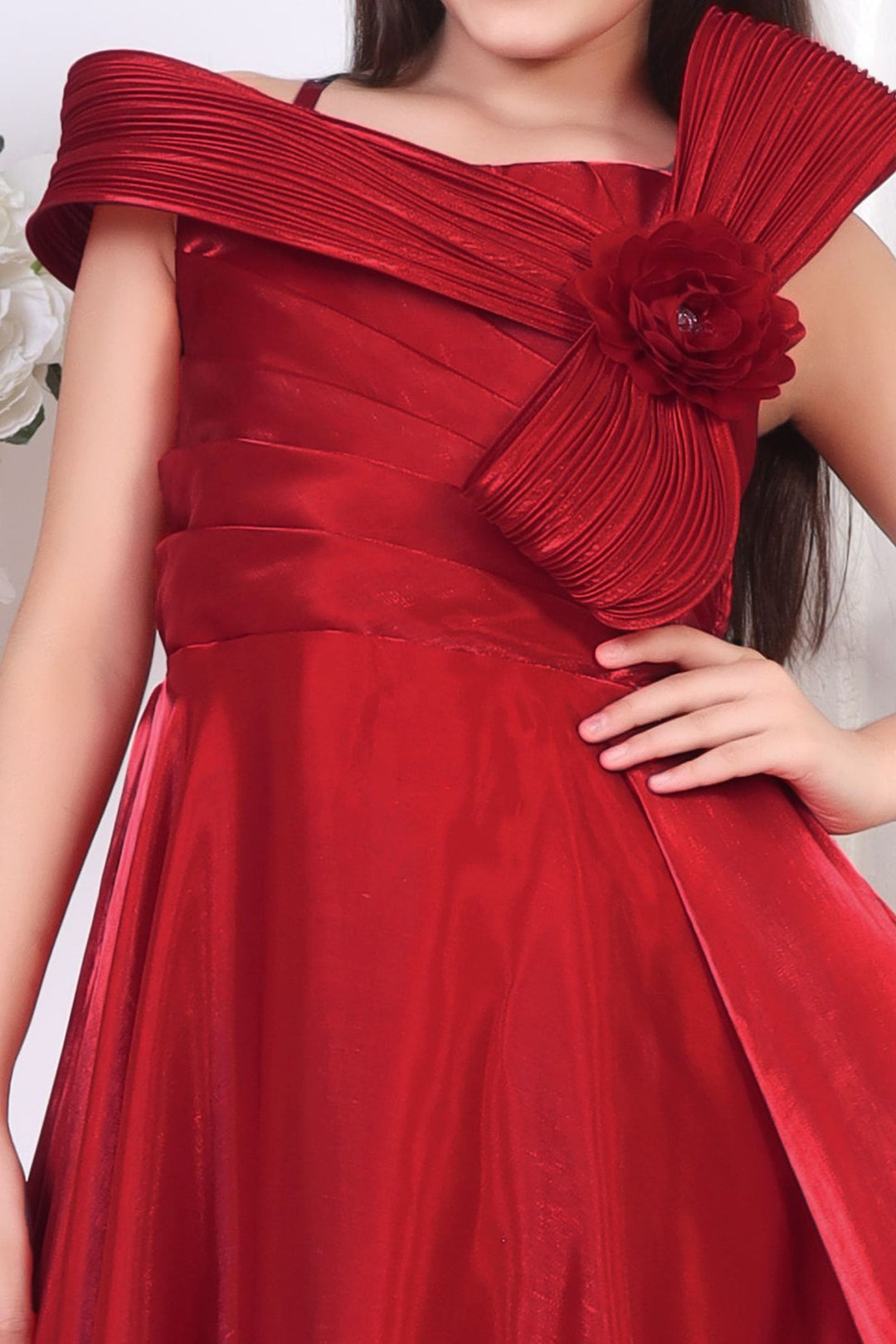 Red Long Party Gown for Girls