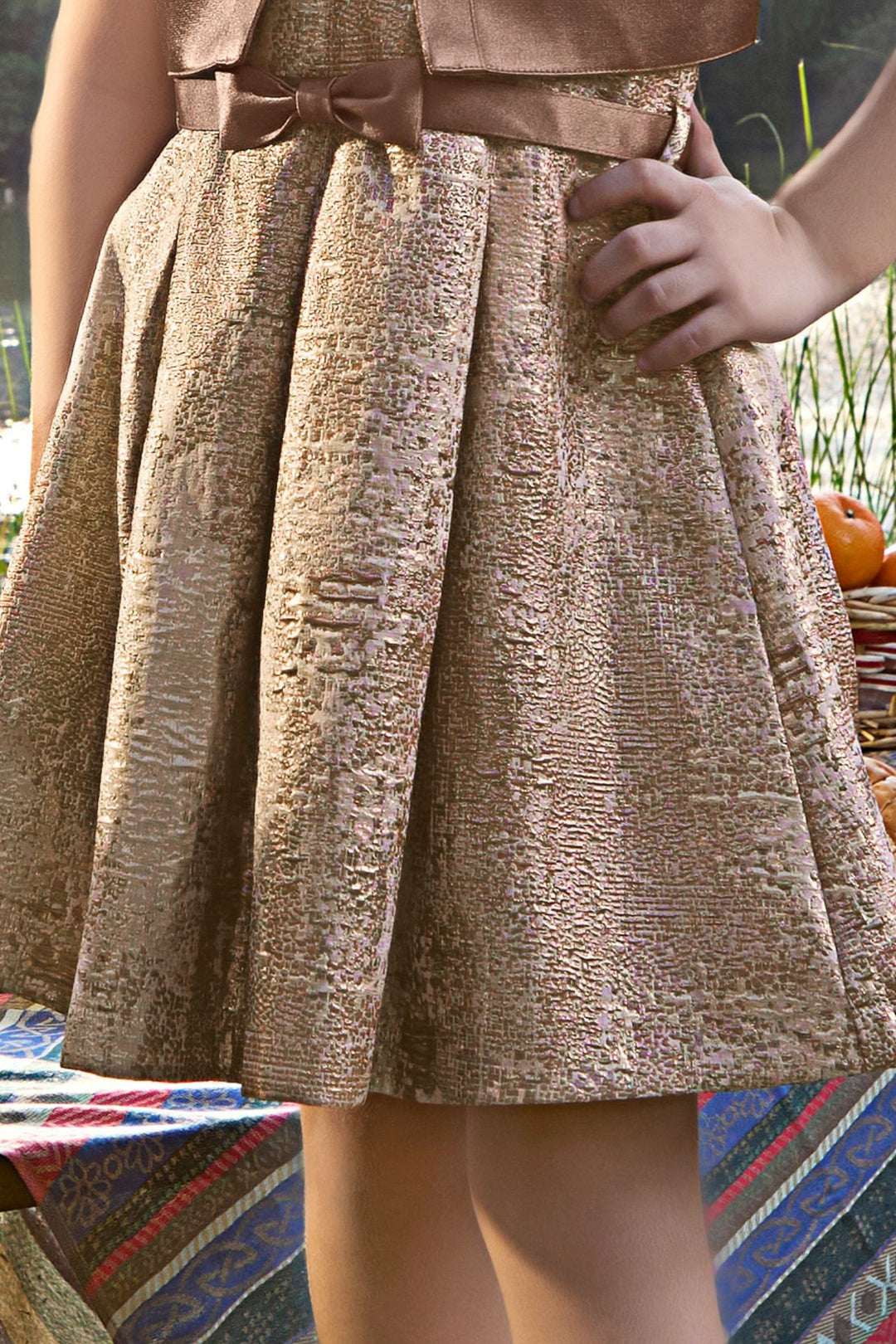Brown Jacket Styled Short Frock For Girls