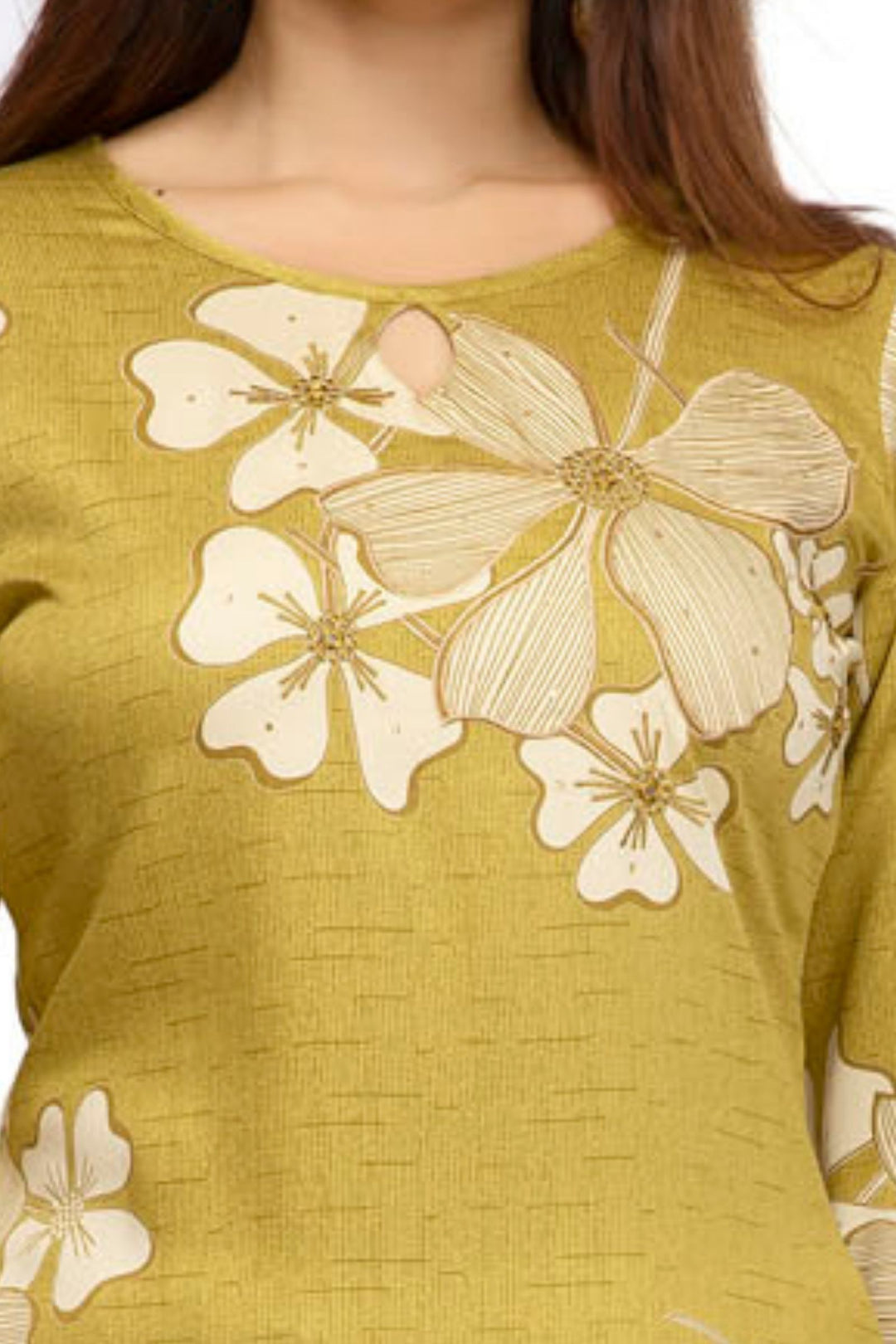 Parrot Green Floral Print Straight Kurta Set