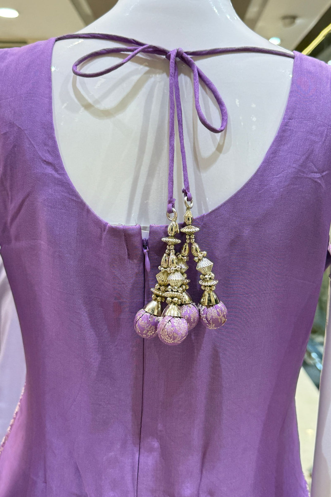 Lavender Zardozi, Stone, Thread and Brocade work Straight Cut Salwar Suit