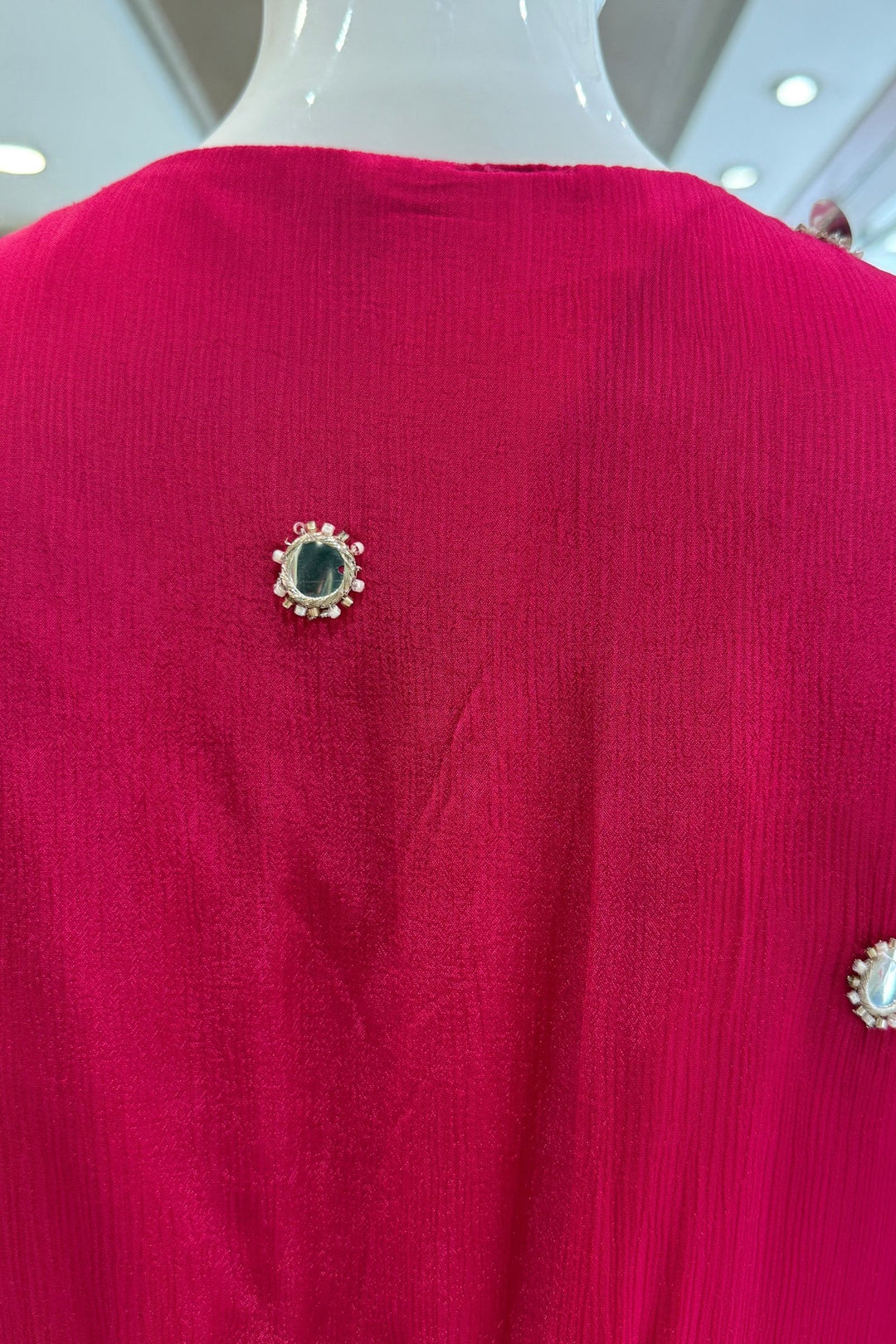 Rani Pink Mirror, Beads, Sequins and Zari work Palazzo Salwar Suit