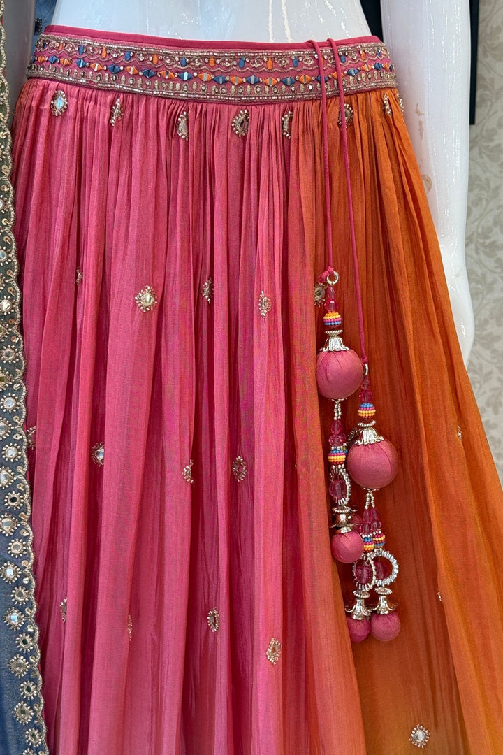 Designer Lehenga with Intricate Mirror, Stone, Sequins, Zari and Beads work