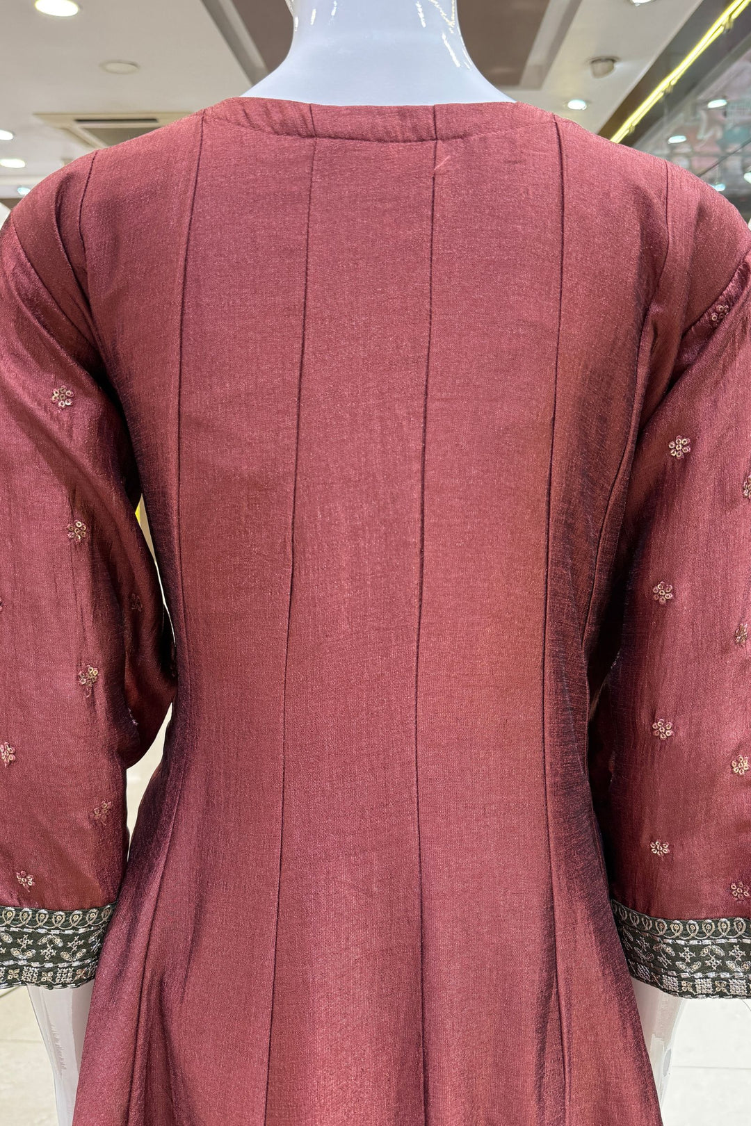 Woodrose Pink Beads, Zardozi, Thread, Sequins, Stone and Zari work A-line Cut Salwar Suit