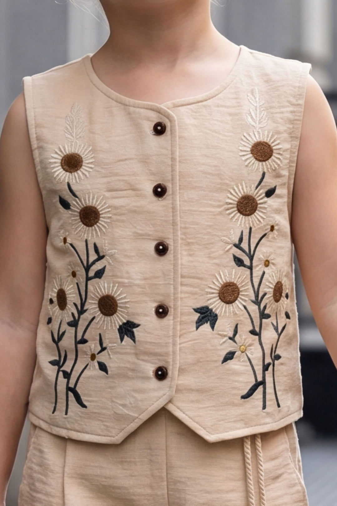 Fawn Embroidered Top and Palazzo Set for Girls