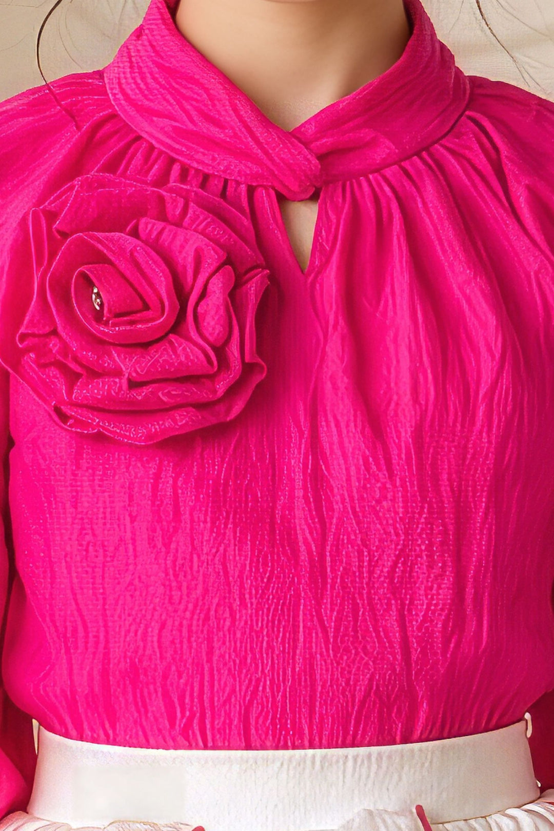Pink with Cream Top and Skirt for Girls