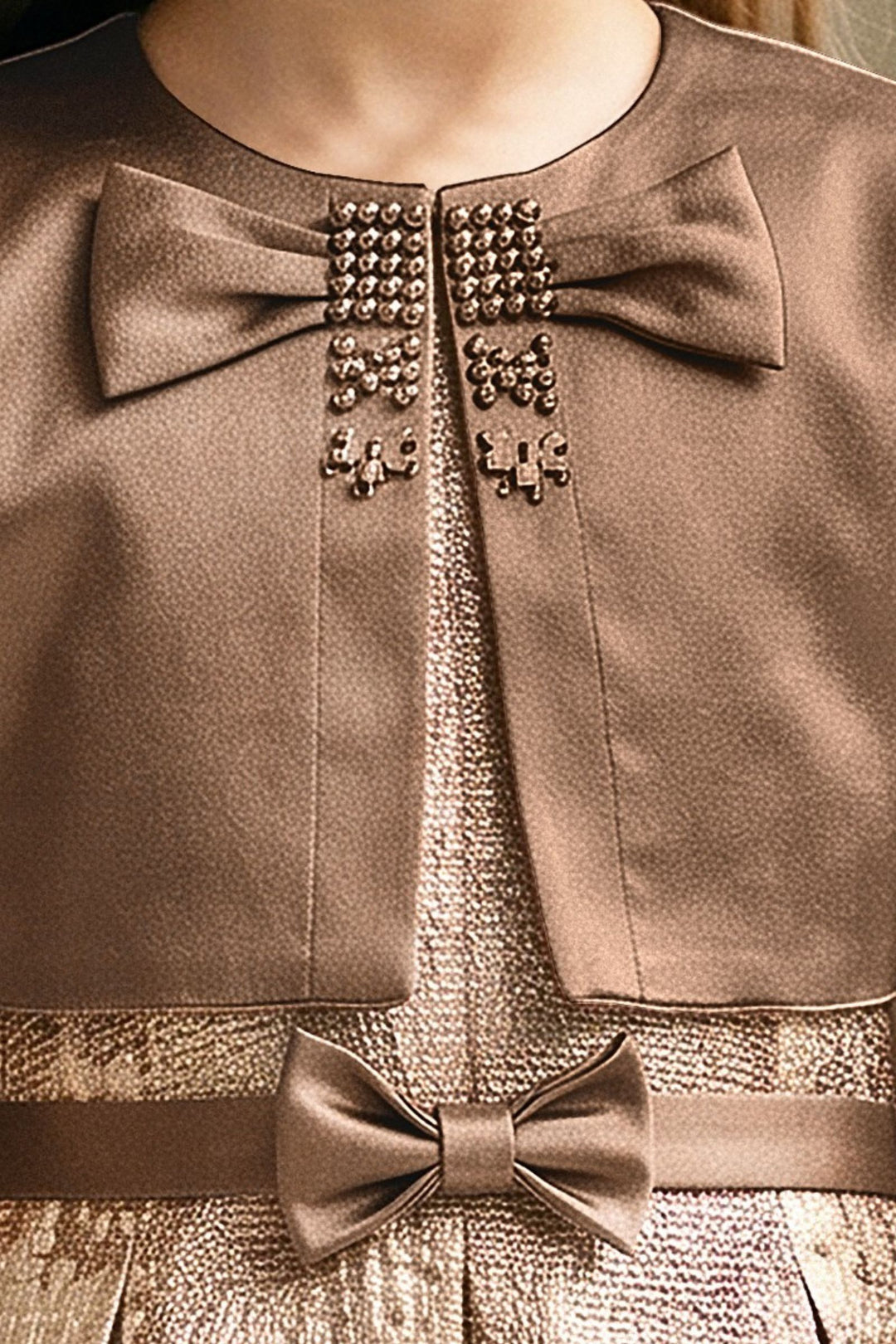 Brown Jacket Styled Short Frock For Girls