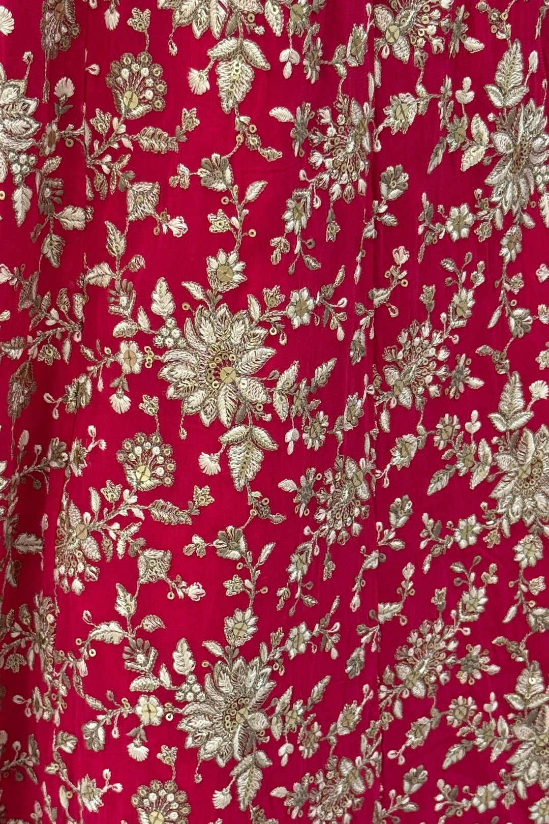 Rani Pink Embroidery and Sequins work Mastani Styled Long Top Lehenga