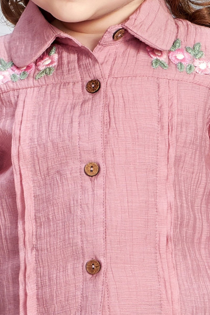 Pink with Lace work Top and Palazzo Set for Girls