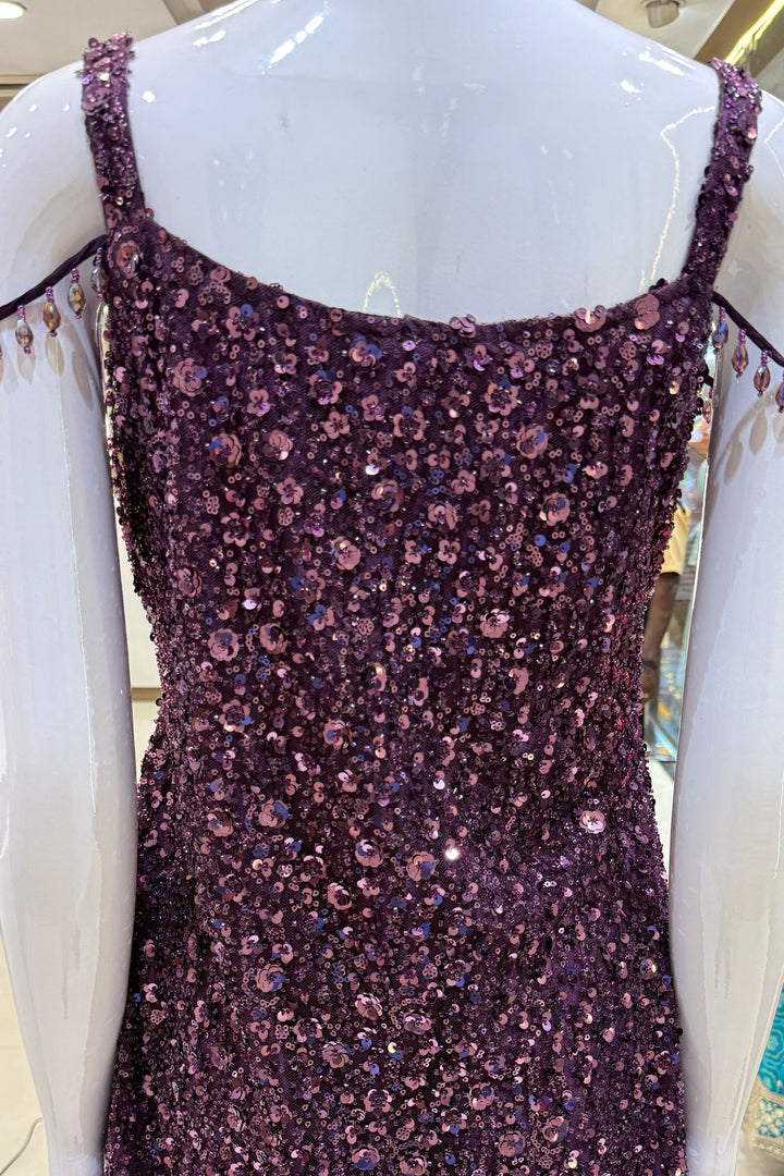 Wine Beads and Sequins work Palazzo Salwar Suit