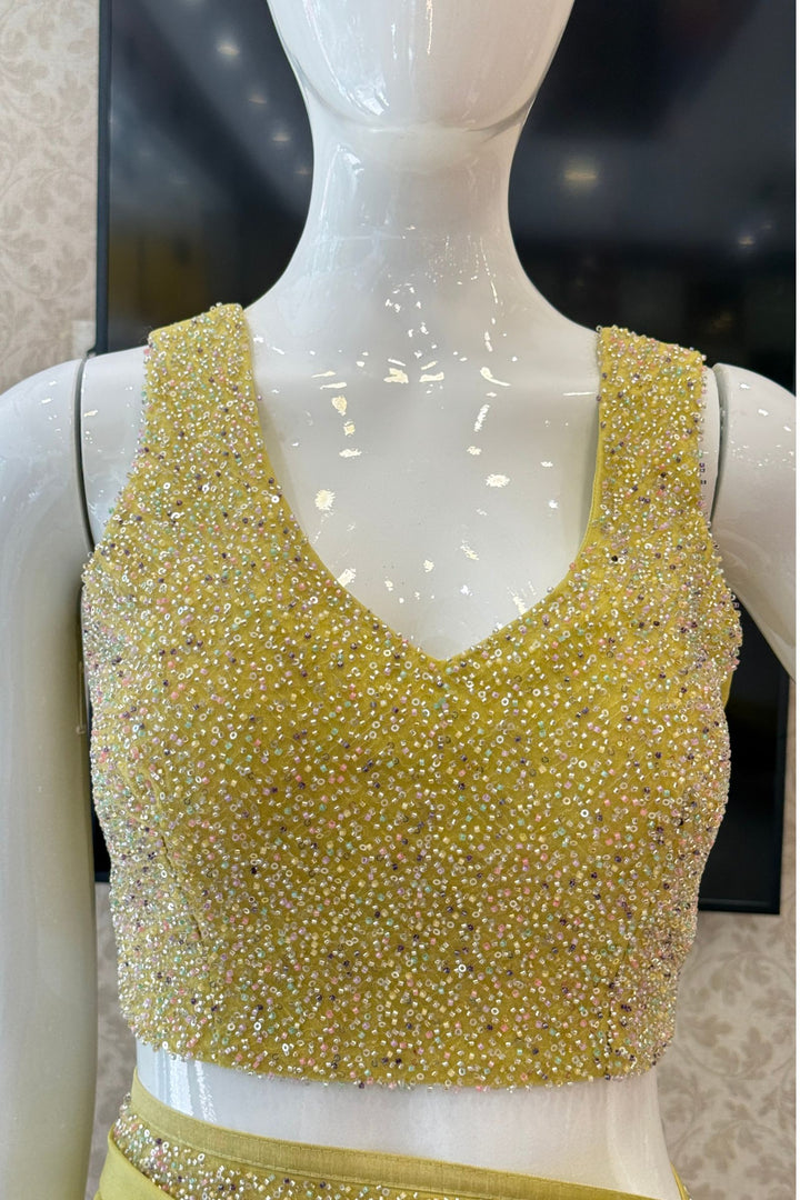 Liril Green Sequins and Beads work Saree