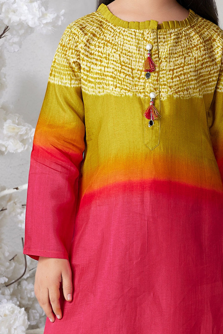 Multicolor with Digital Print A-Line Cut Salwar Suit for Girls