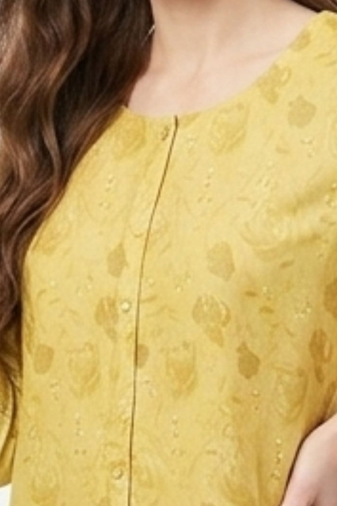 Lemon Yellow Digital Print Short Kurti
