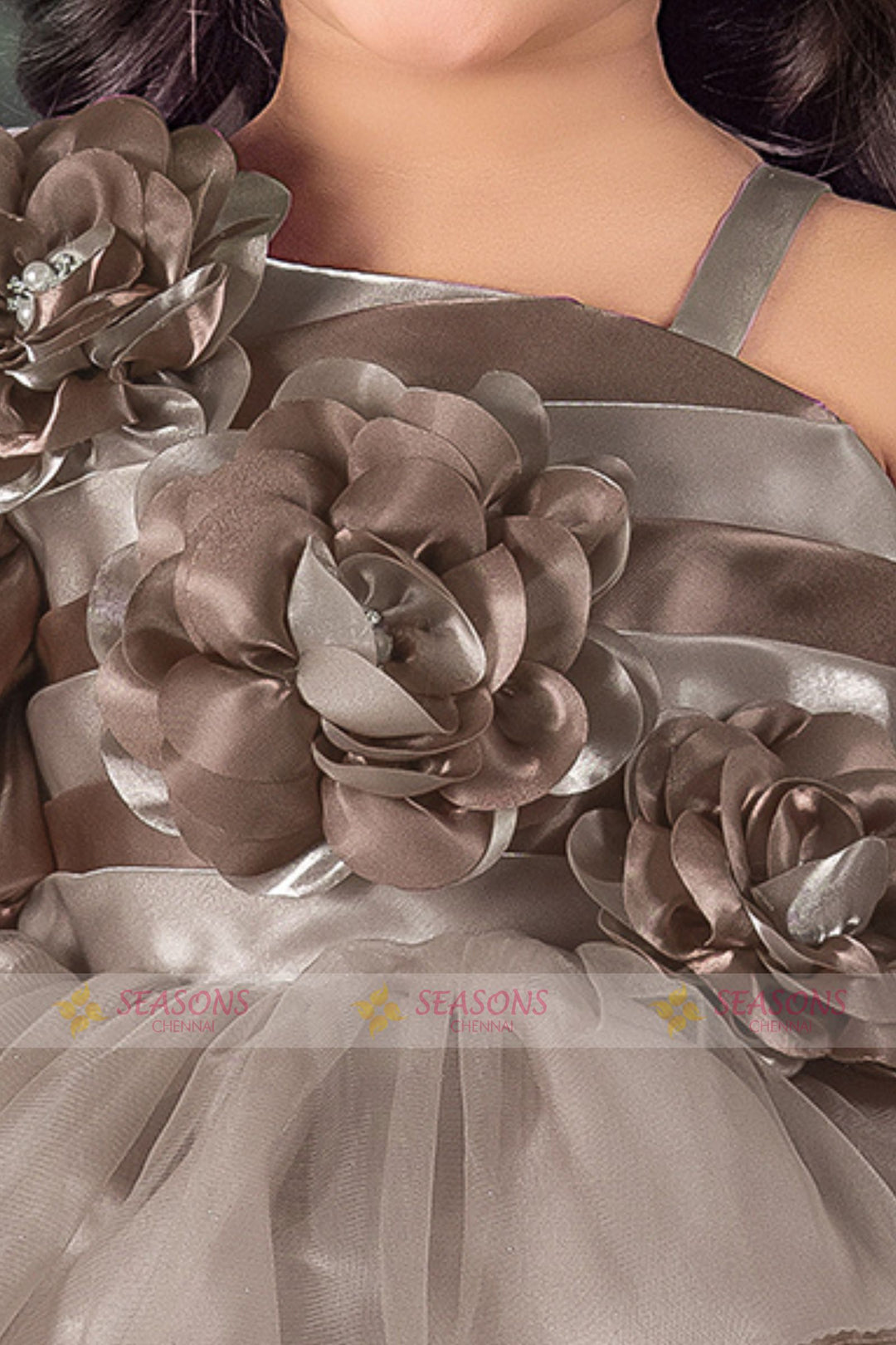 Brown Short Partywear Frock for Girls