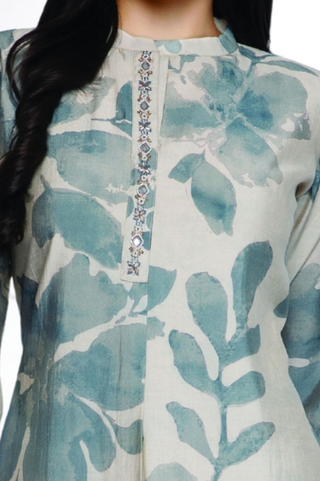 Beige with Digital Print Calf Length Kurti