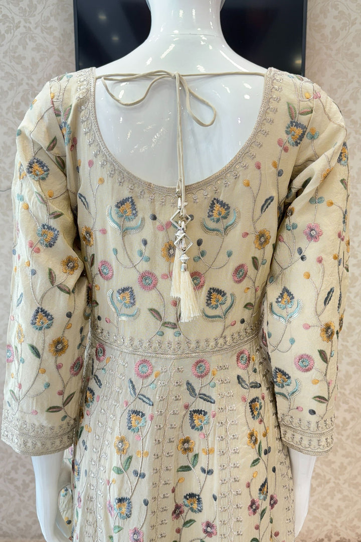 Cream Sequins, Zari and Multicolor Embroidery work Mastani Styled Salwar Suit