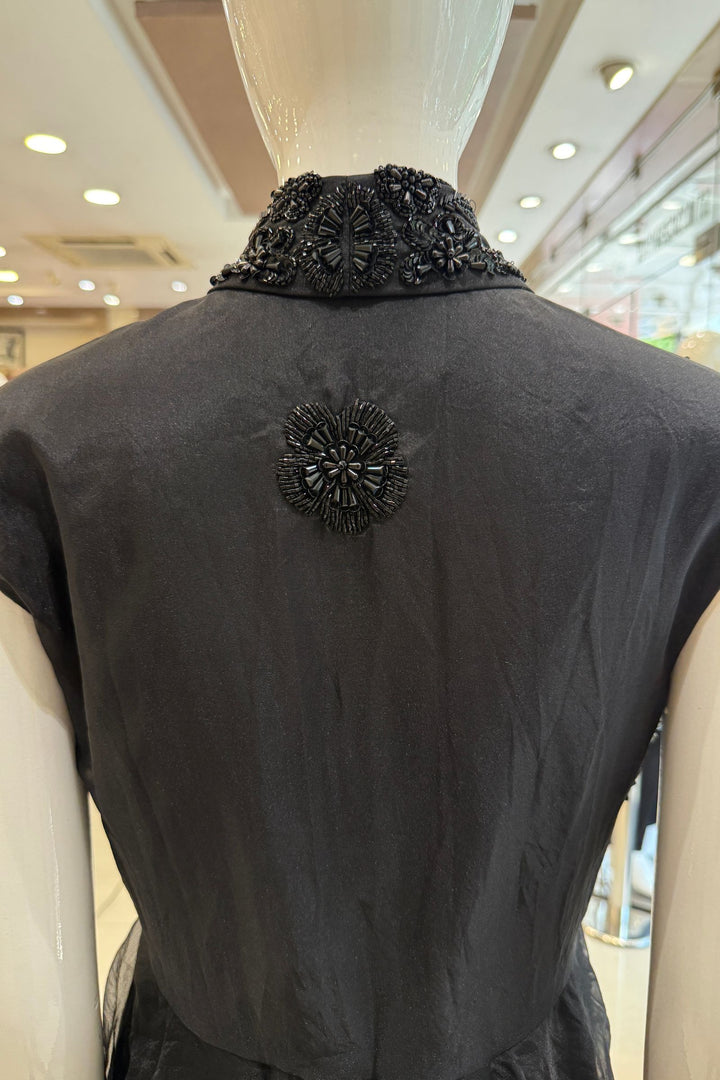 Black Beads and Sequins work Jacket Styled Lehenga