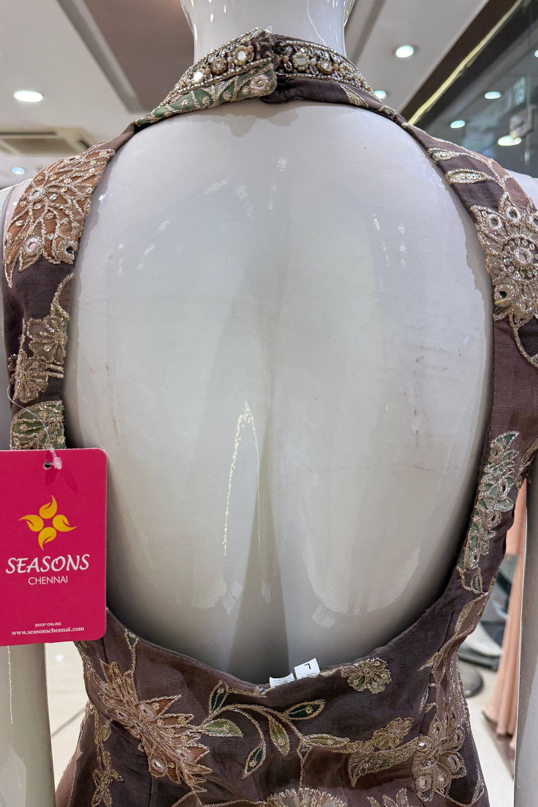 Brown Zari, Beads, Mirror and Zardozi work Palazzo Salwar Suit