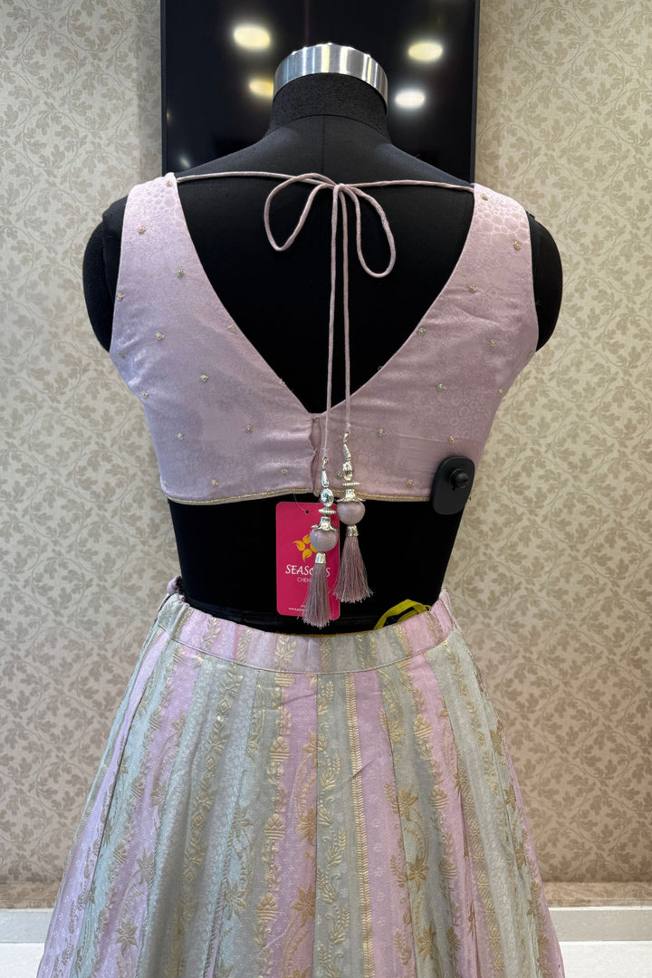 Lavender Banaras, Beads, Stone and Zardozi Work Designer Lehenga