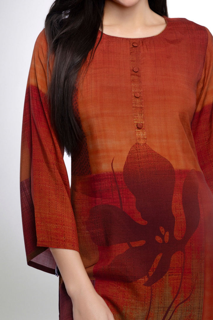 Rust Digital Print Short Kurti