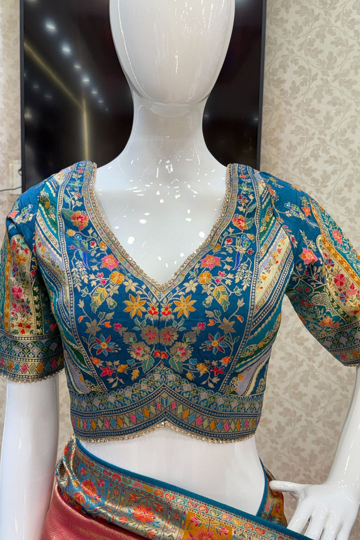 Rani Pink Banaras work Saree