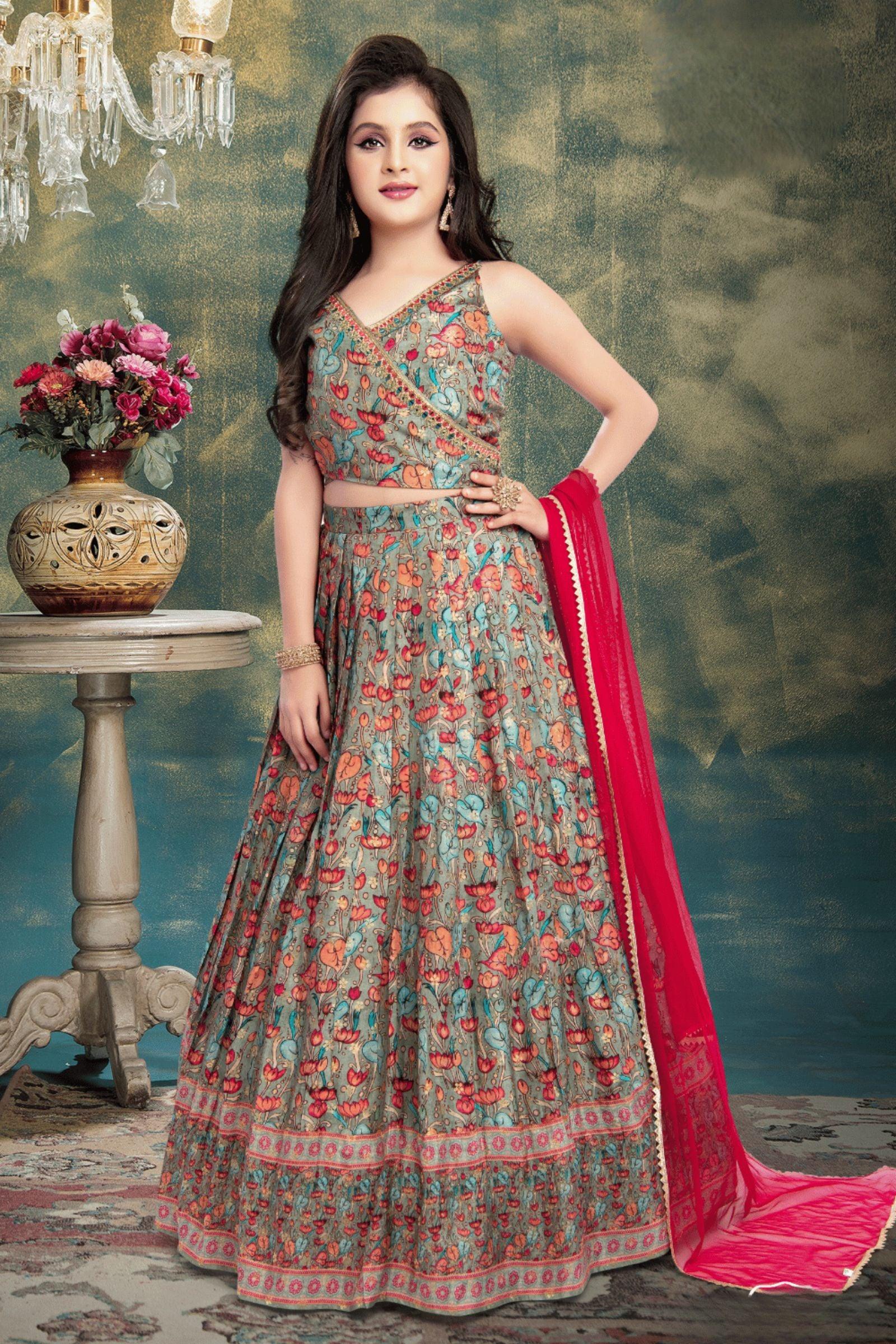 Floral Lehenga with Sequin Blouse | Stylish sarees, Blouse designs, Indian  dresses