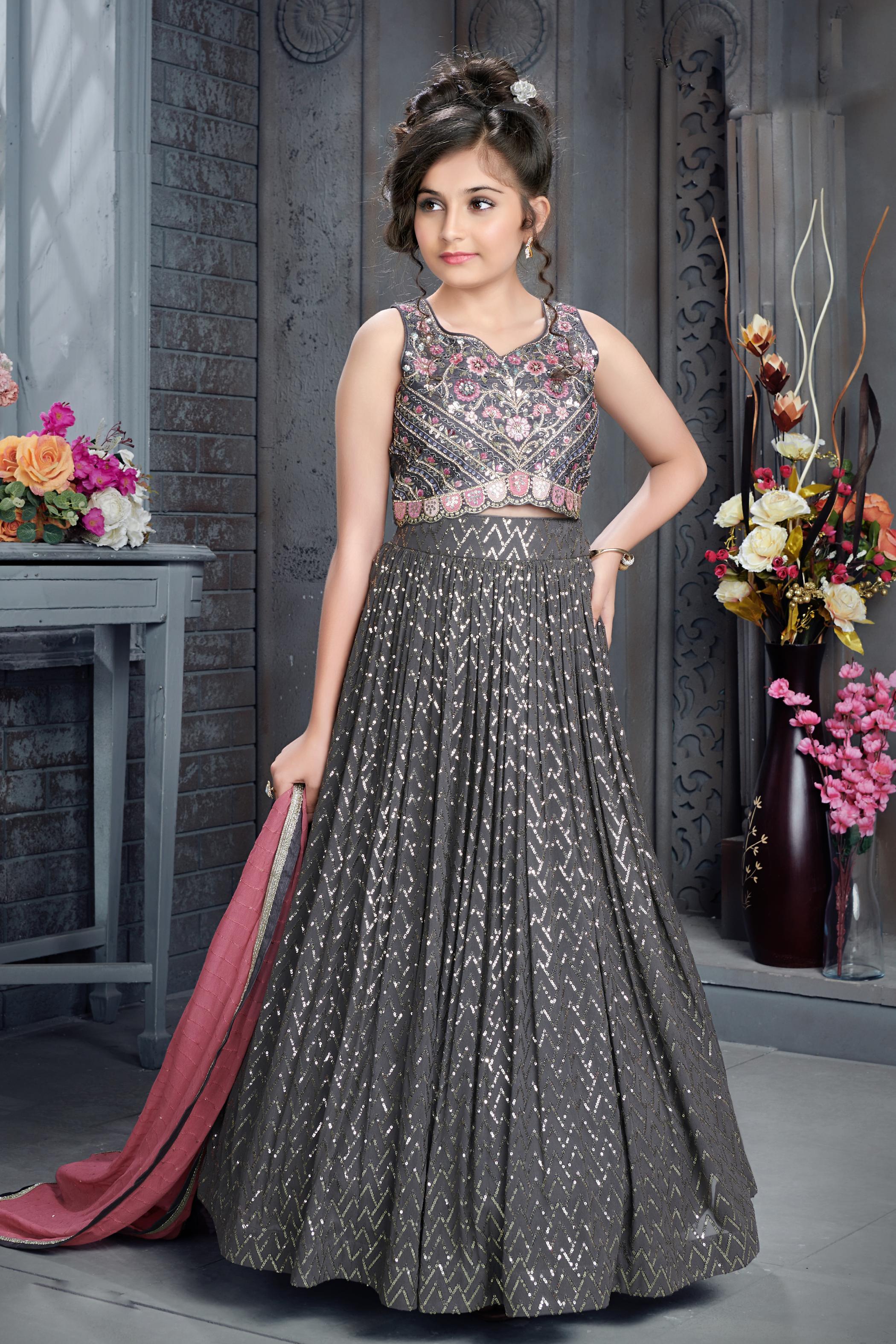 CASUAL WEAR LEHENGAS - Seasons India | Grey lehenga, Formal dresses long,  Embroidered blouse