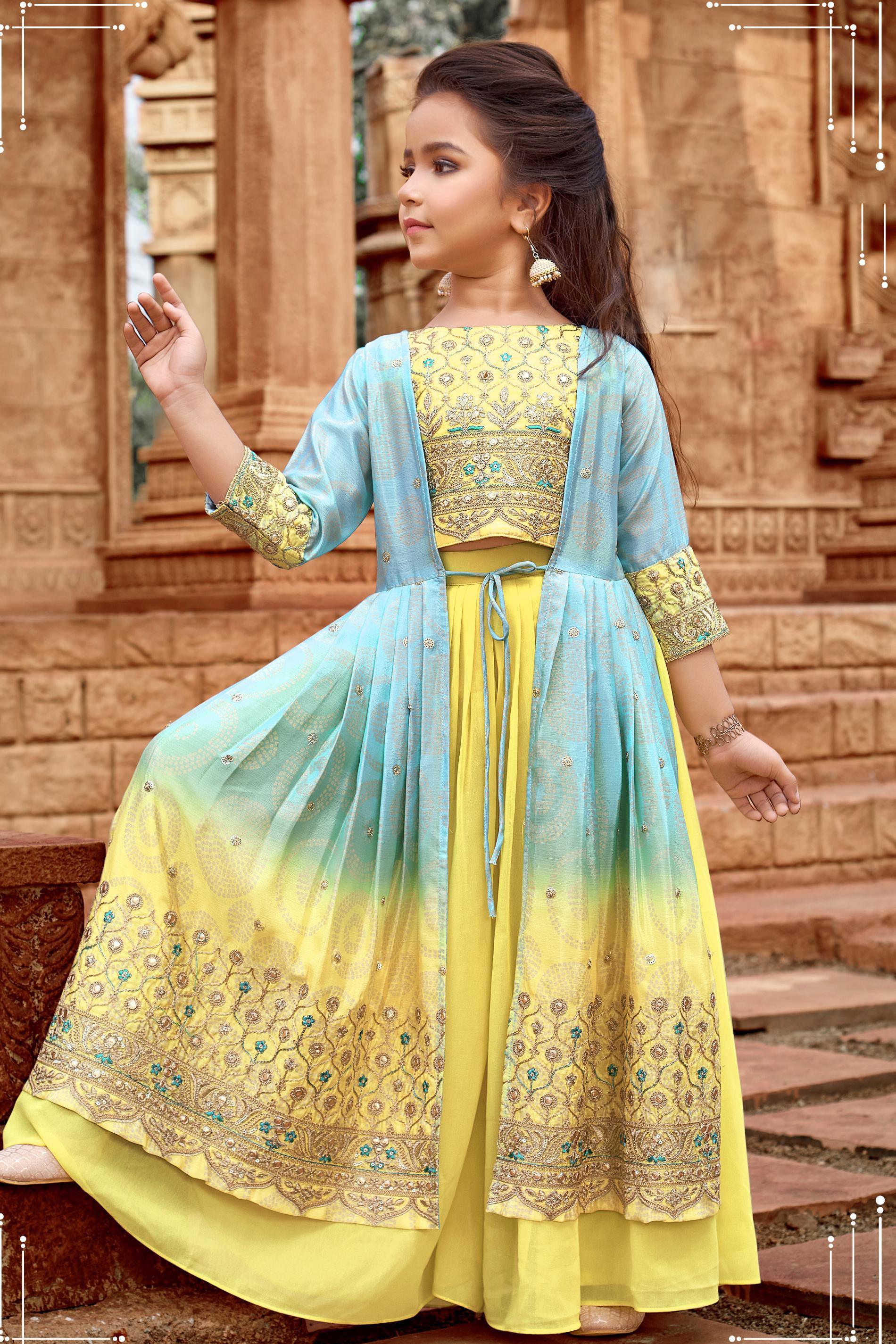 Buy Teen Girls Light Blue One Shoulder Style Palazzo Set Party Wear Online  at Best Price | Cbazaar