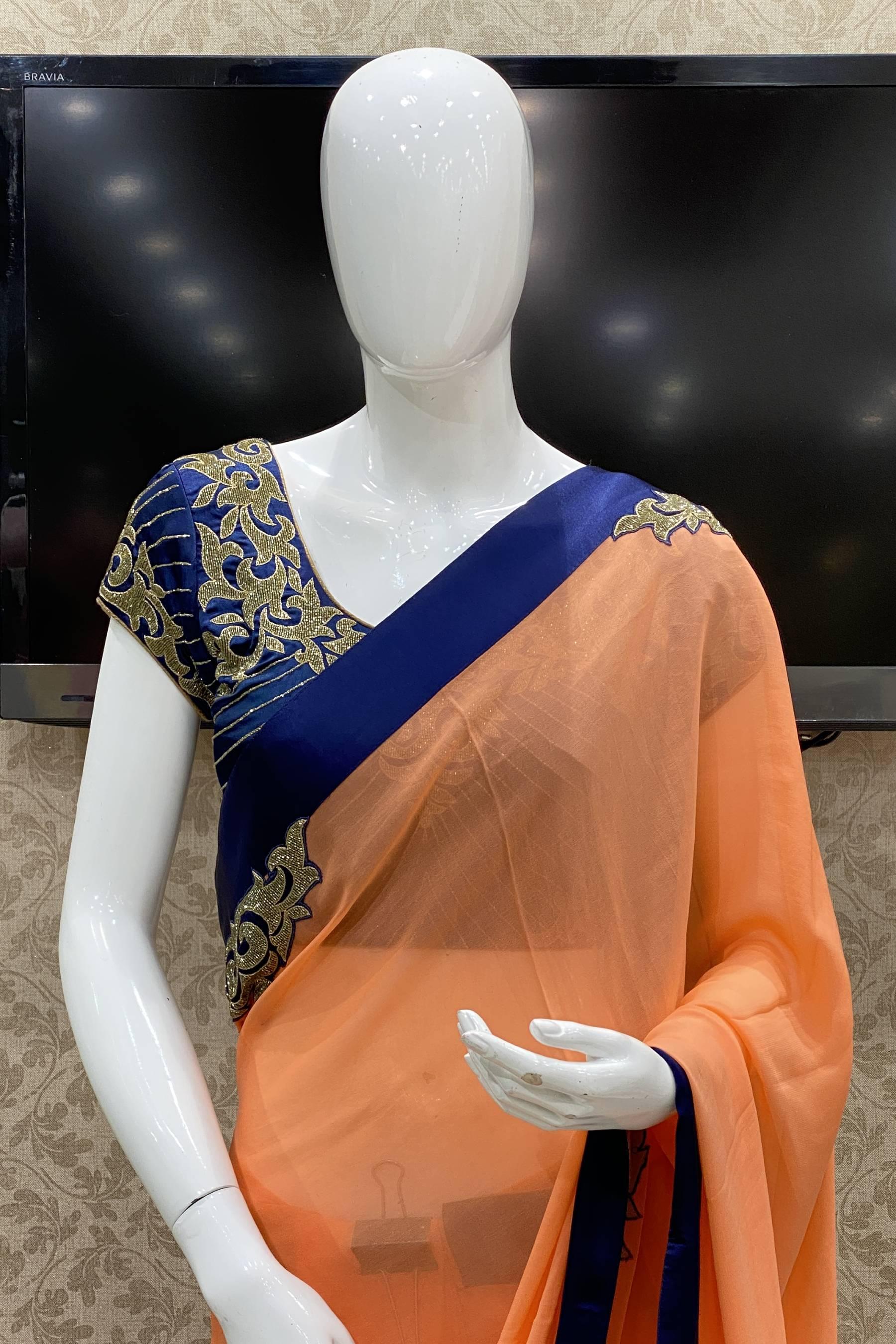 Buy Orange Banarasi Silk Party Wear Saree with Pink Blouse Online -  SREV2294 | Appelle Fashion