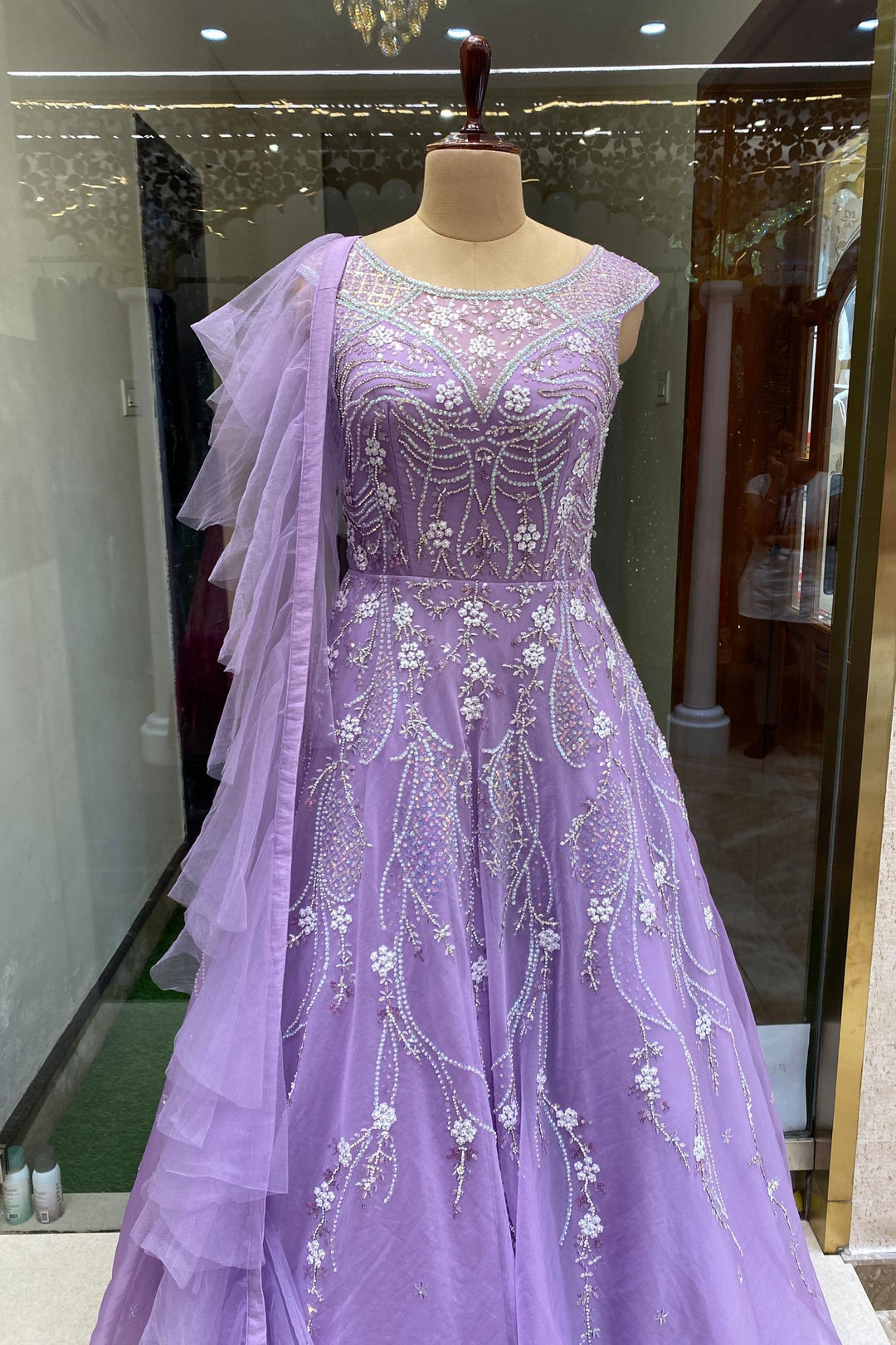lavender color wedding dresses Spaghetti Straps Backless Bridal Gown TN283 US0 / White Tulle Fabric Color KissProm Light Purple Sleeveless A