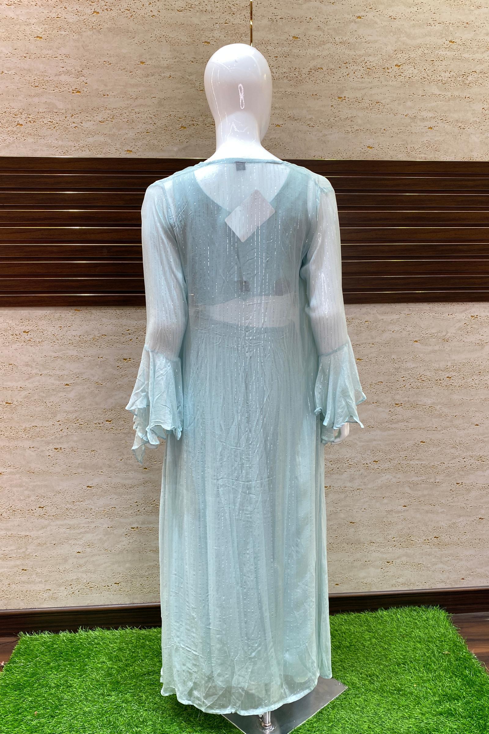 Stylish Light Sea Green Georgette Palazzo Suit | Crop top designs, Palazzo  suit, Outfits