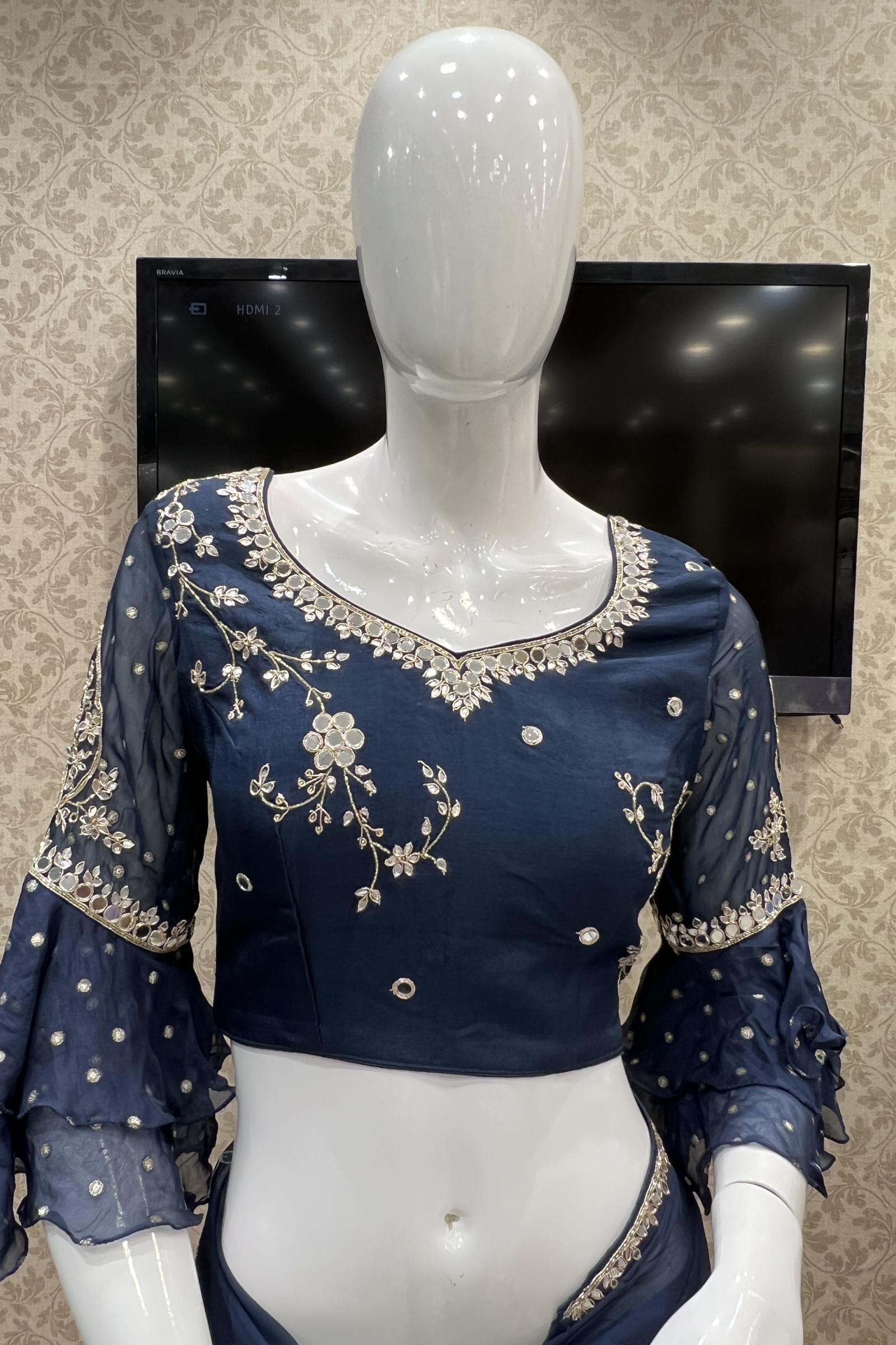 Rupali Creations - Beautiful black colour blouse with butterfly sleeves ..  backside attached fabric belt which gives designer look and help to adjust  fitting😍 | Facebook