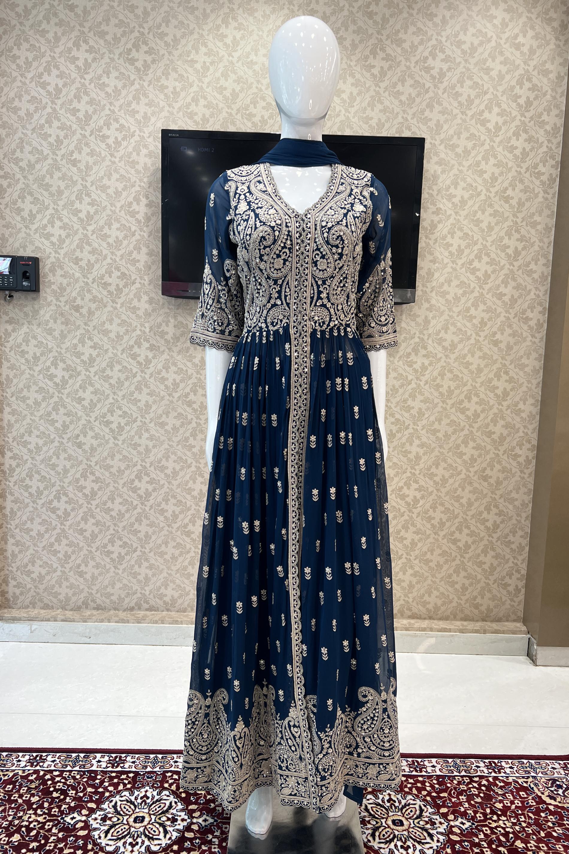 Buy Light Beige Resham Embroidered Silk Cotton Party Wear Salwar Kameez  Online | Samyakk
