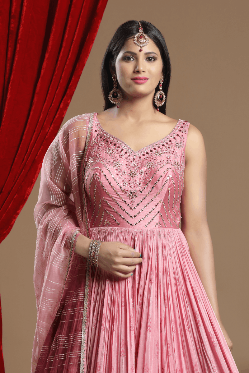 Party Wear Onion Pink Sequence Embellished Women Maxi Dress at Rs  1299/piece in New Delhi