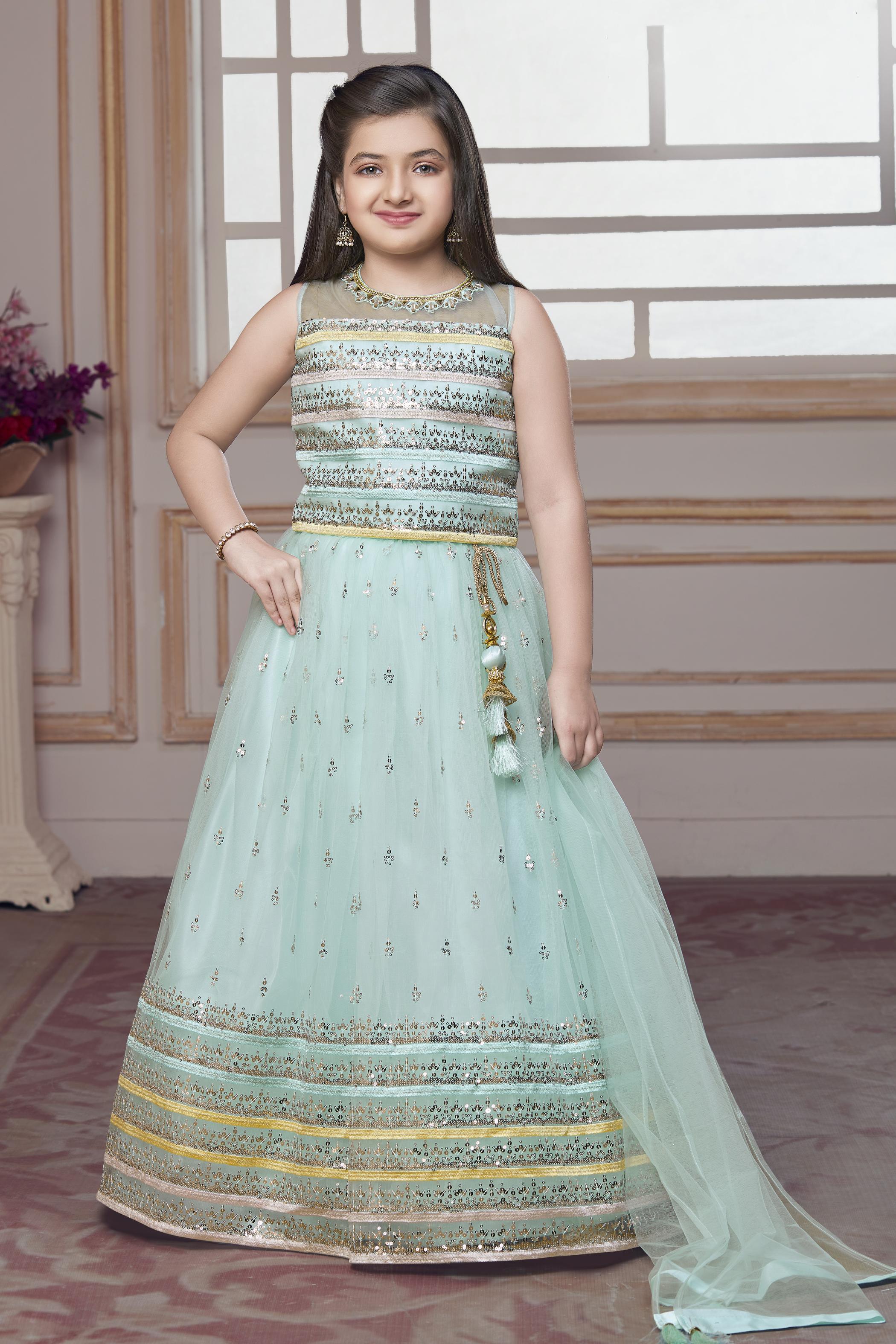 Old Rose Shimmer Kids Lehenga