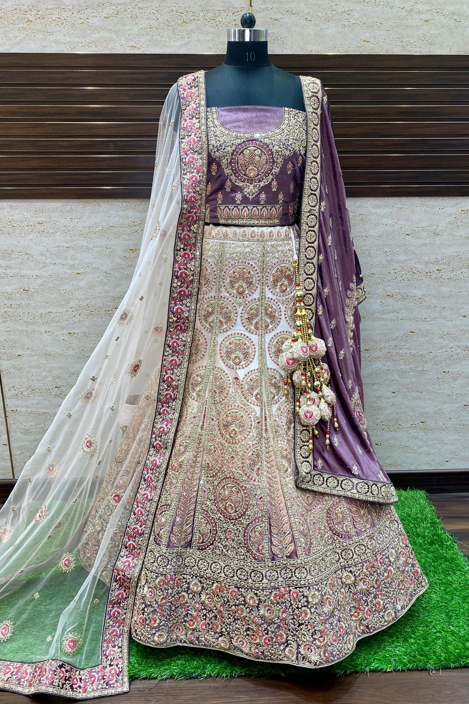 PETAL PINK LEHENGA SET WITH MULTICOLOURED EMBROIDERY PAIRED WITH A MATCHING  DUPATTA AND SILVER EMBELLISHMENTS. CATEGORY: LEHENGA:ALL, FORMAL - Seasons  India