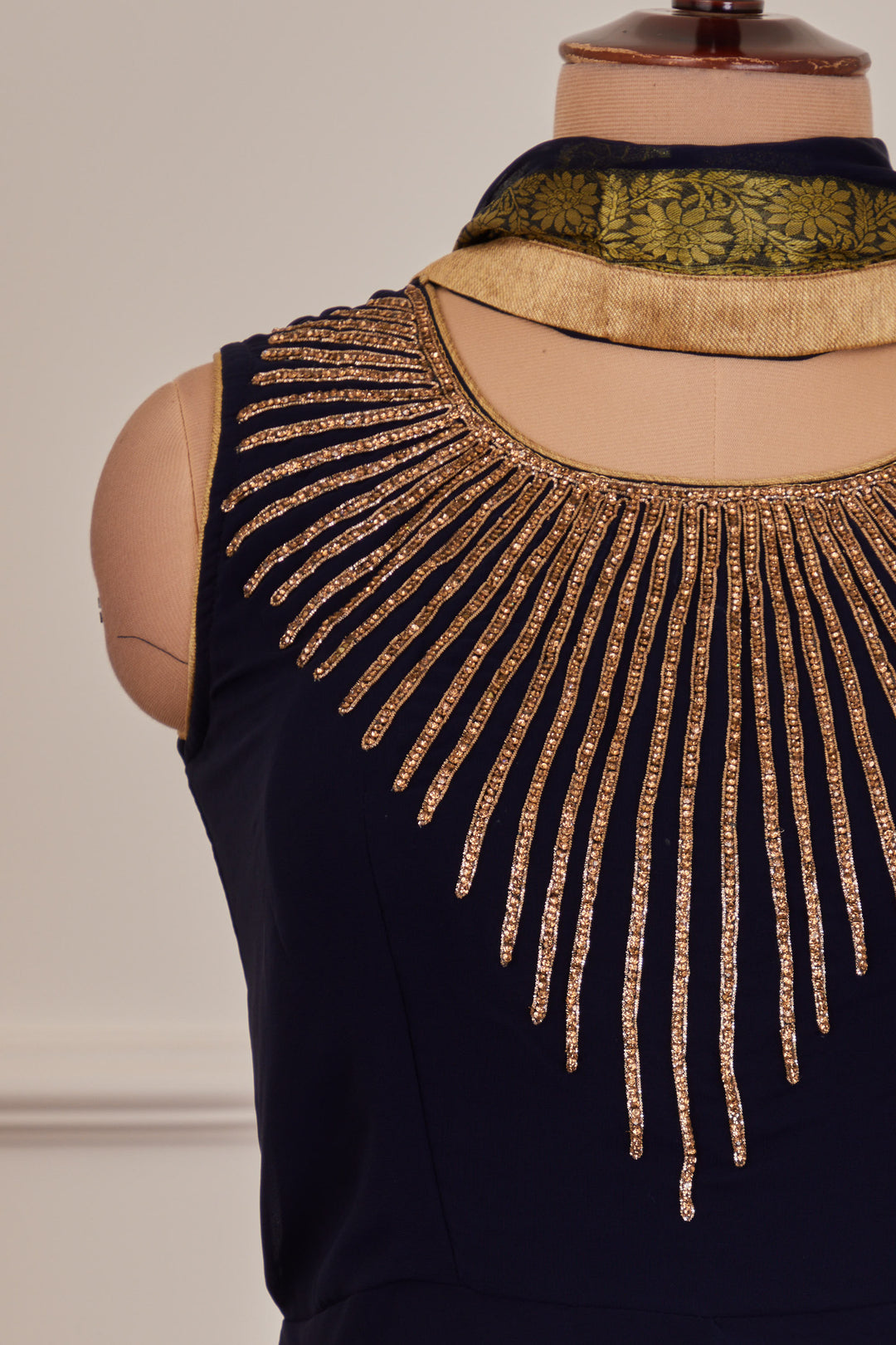 Navy Blue Stone work Floor Length Anarkali Suit